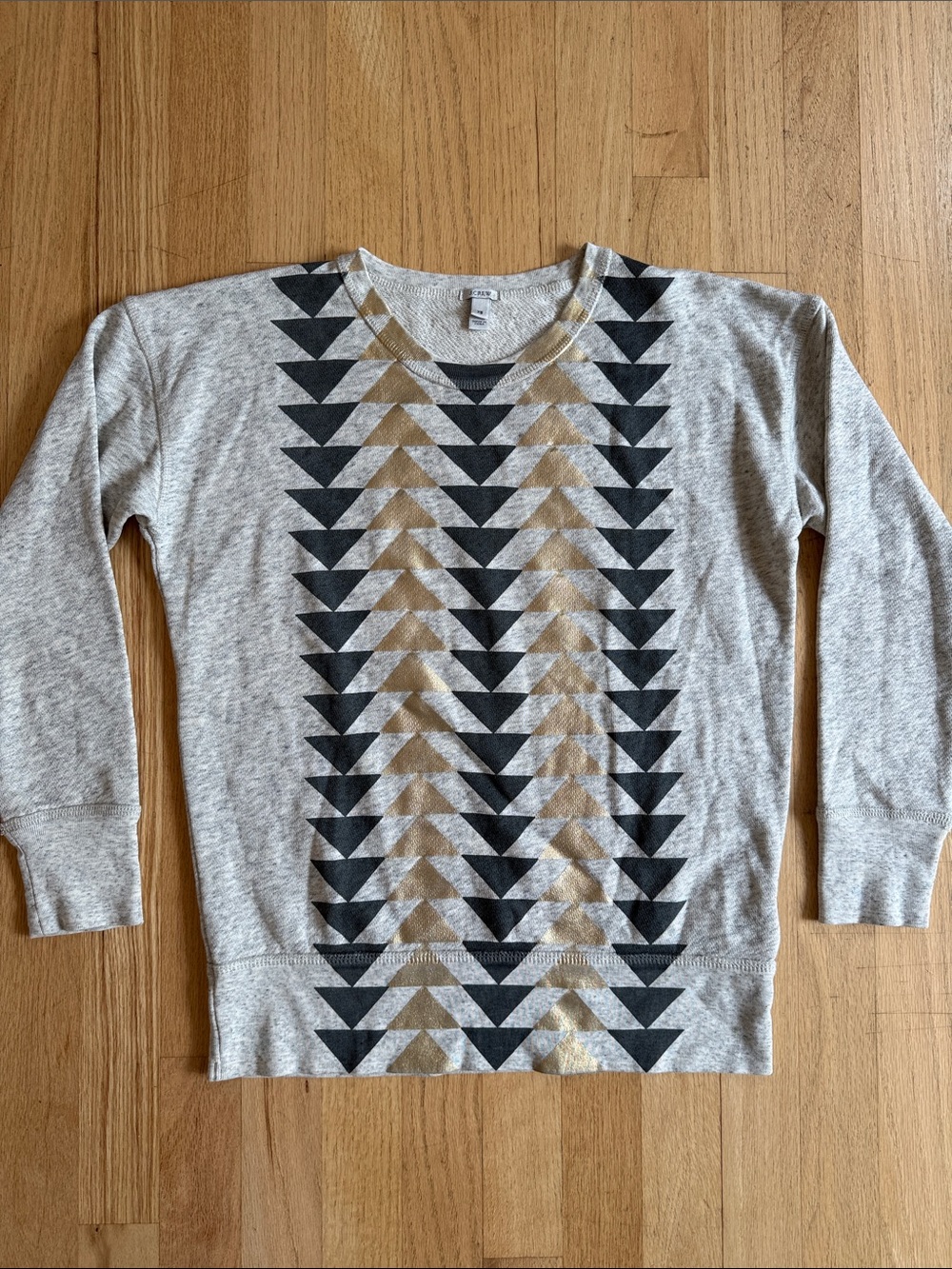 NWOT: J Crew Gray Geometric Metallic Triangles Sweater, Super Soft, Size XS
